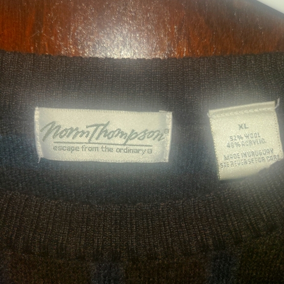 Norm Thompson Wool Blend Sweater Striped Multicolor Grandpa Coogie Biggie Style - Picture 5 of 5